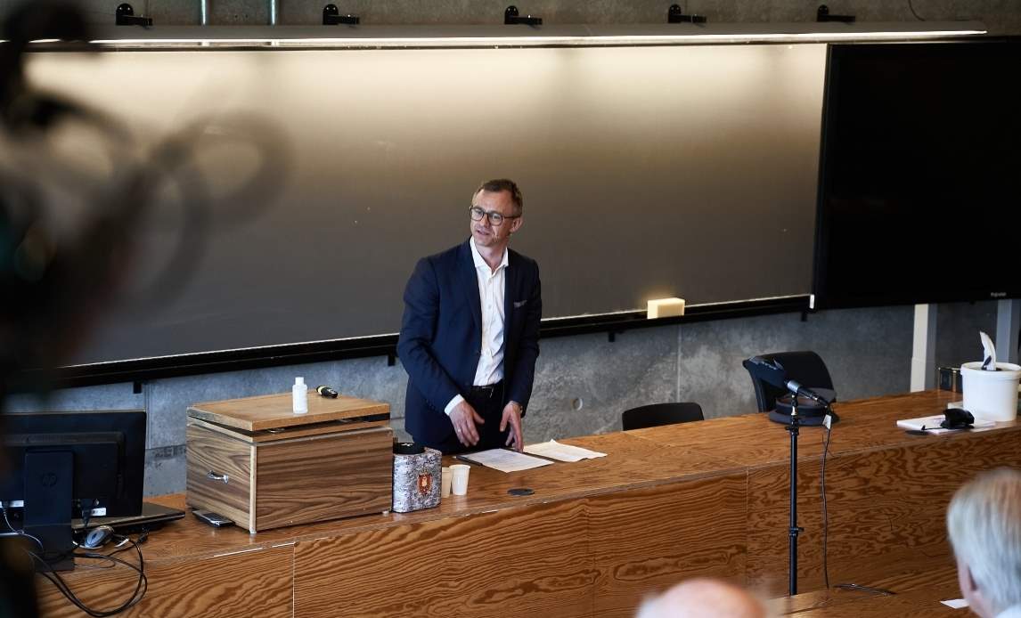 Professor Mikkel Vedby Rasmussen fra Københavns Universitet ved reception for bogen om Admiral Garde