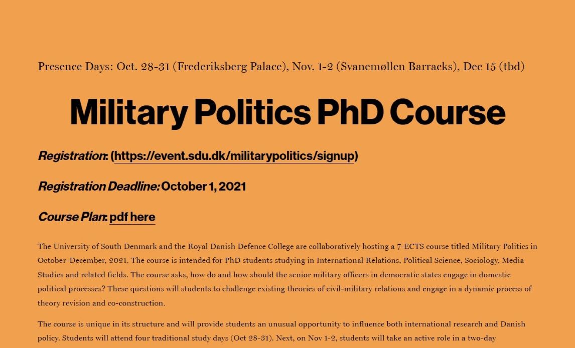 Military Politics PhD Course