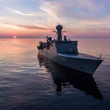 Inspektionsskibet Thetis ligger for anker i Østersøen 10. maj 2019 under øvelse Open Spirit. Thetis er i øjeblikket flagskib i SNMCMG1.